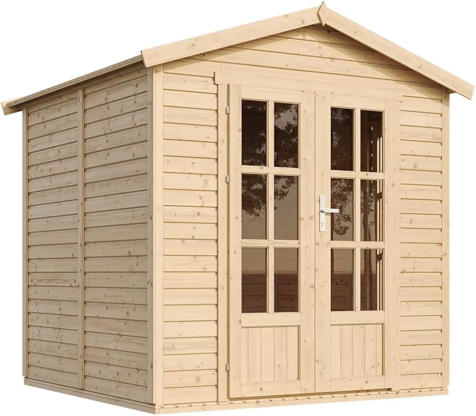 TIMBELA - cabane de jardin bois 233x222x233 cm, plancher, verrou, M351FB