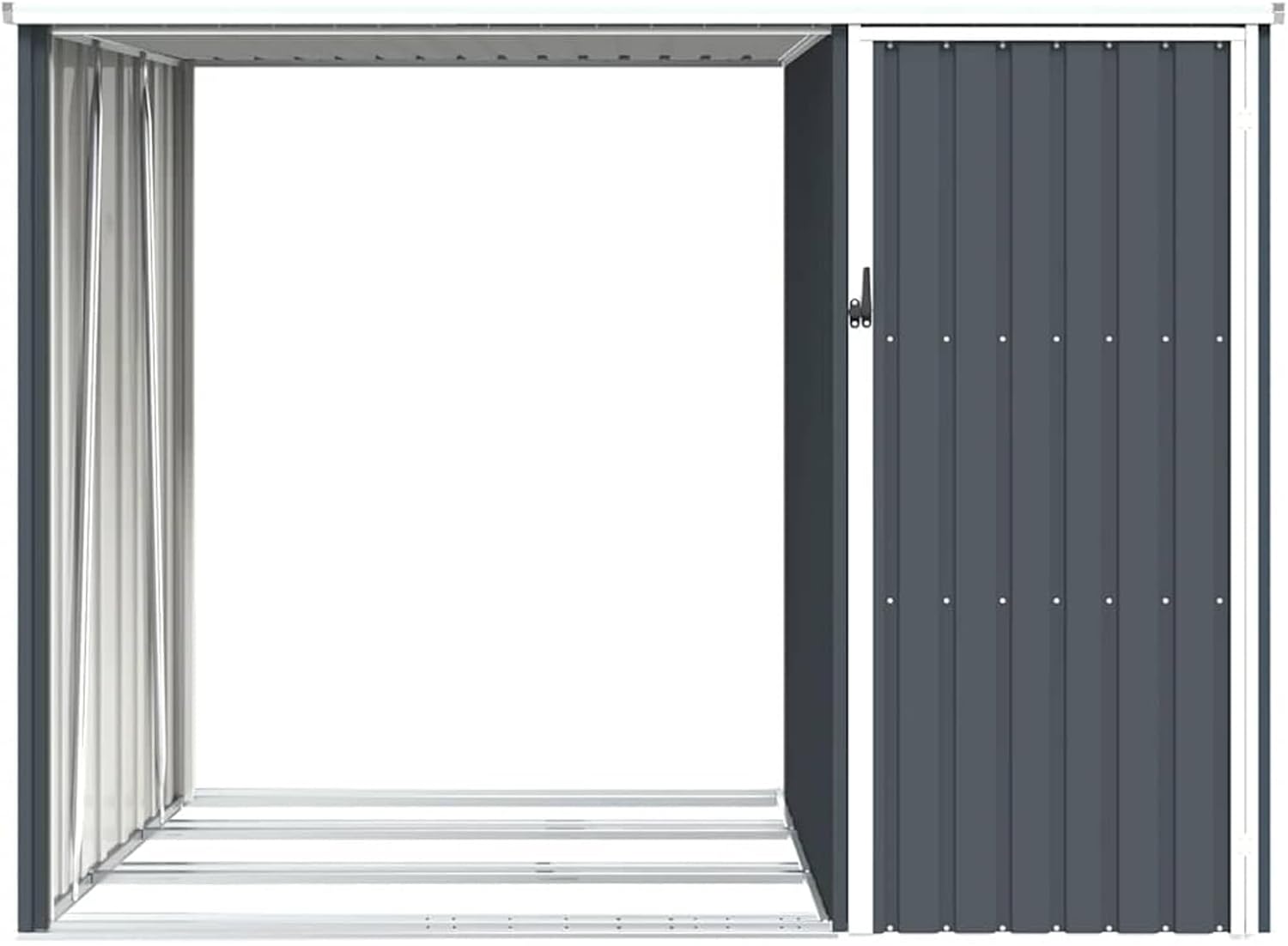 Gecheer - abri à bois jardin - 245x98x159 cm - acier galvanisé, grande capacité