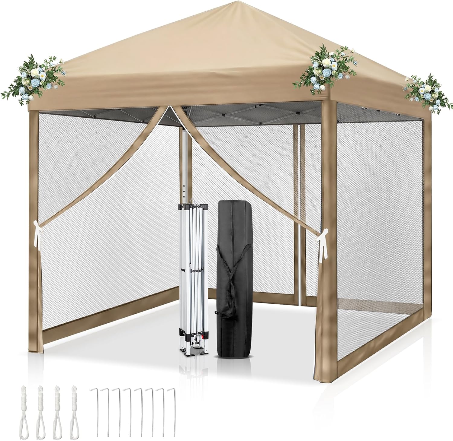 LEADZM - tonnelle pliante série - 3x3m - imperméable, anti-UV, moustiquaires