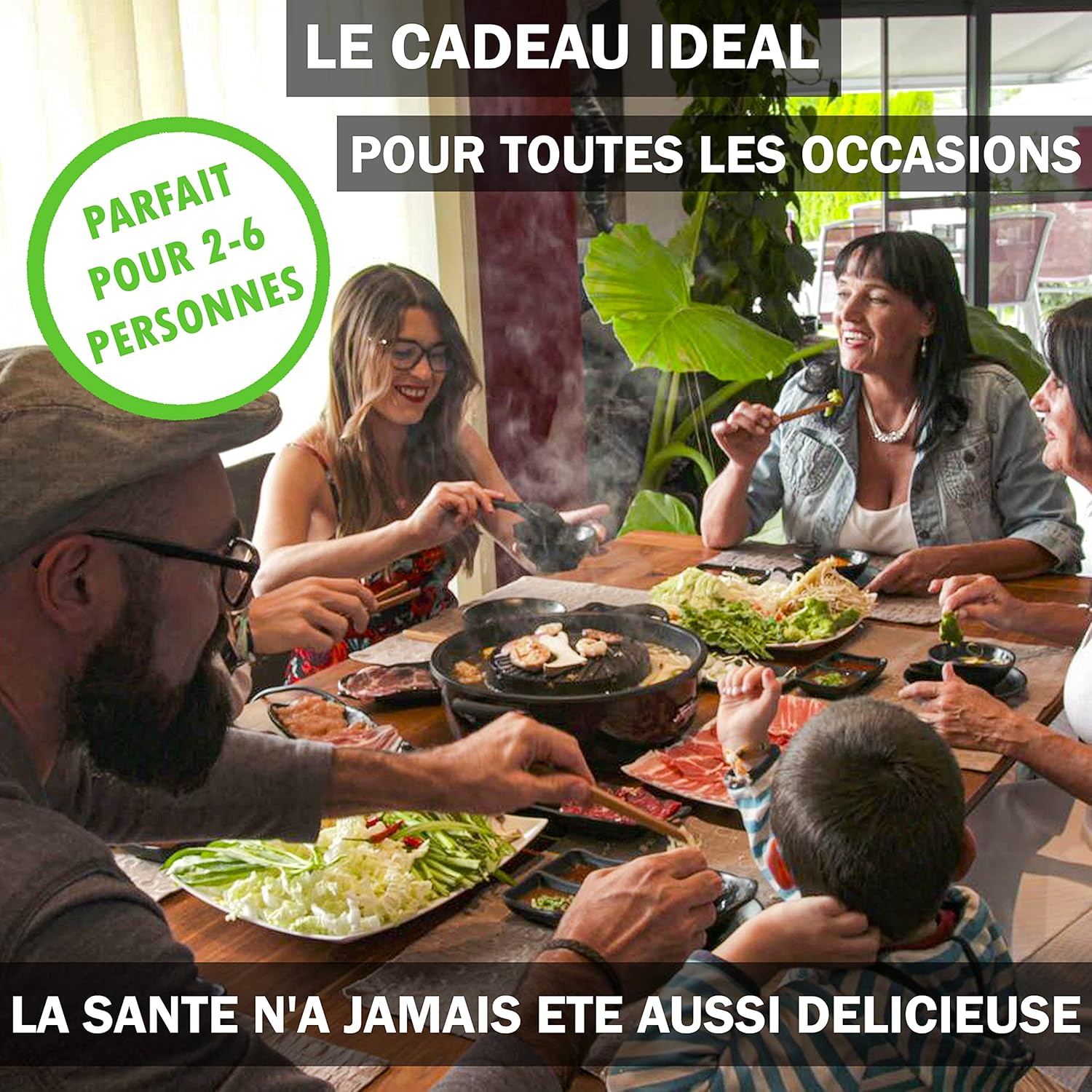 TomYang - Hot Pot BBQ électrique - revêtement suisse, design allemand, vidéos recettes, barbecue de table