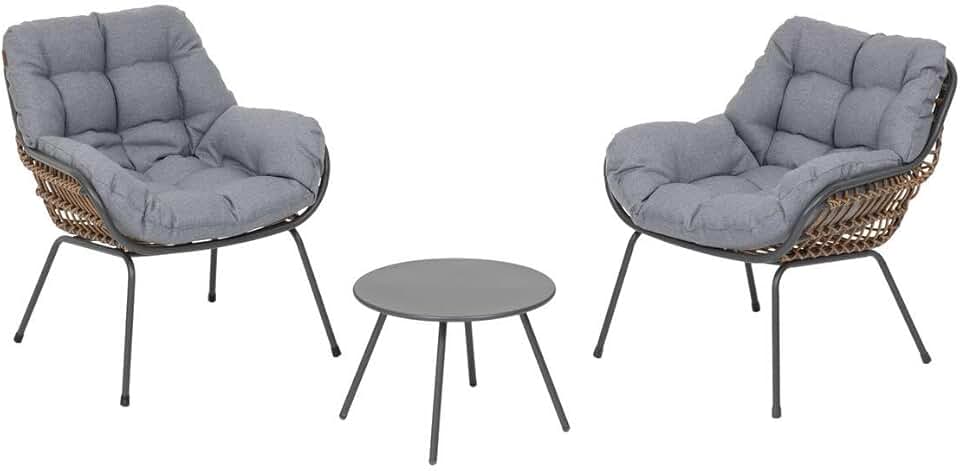 Hespéride - Paopao Duo - dimensions compactes - résine tressée, acier anticorrosion, coussins inclus