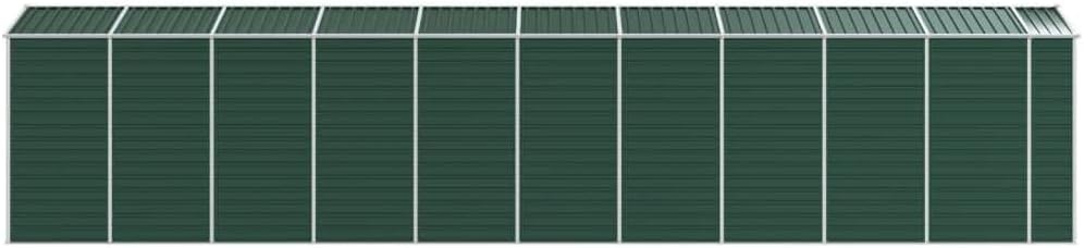 vidaXL Abri de Jardin, Cabane à Outils avec Poignées, Remise à Outils avec Toit Inclinable, Abri de Rangement Terrasse, Vert 191x895x198 cm Acier Galvanisé