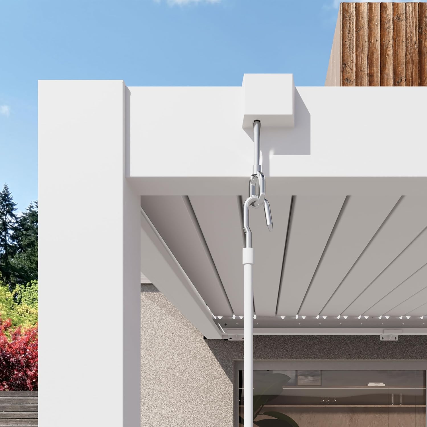 PRIMEYARD - pergola adossée - 3x3 m - alu blanc, lames orientables