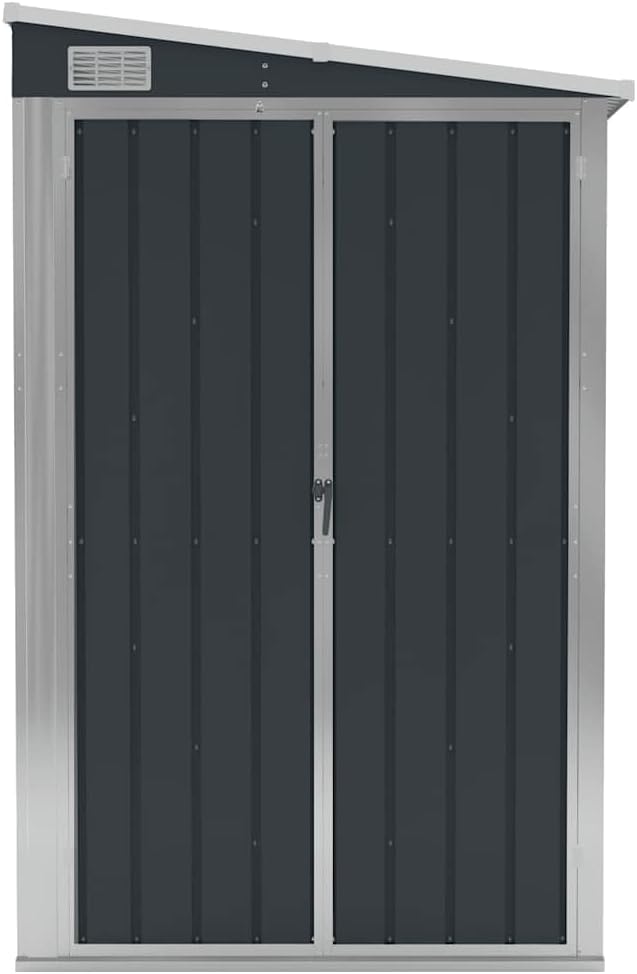 vidaXL Abri de Jardin Mural Abri de Rangement d'Outils Rangement d'Equipement de Jardin Extérieur Cour Anthracite 118x288x178 cm Acier