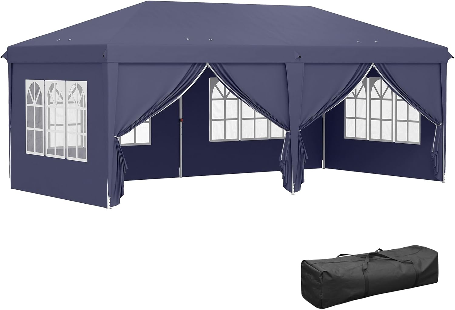 Outsunny Tonnelle de Jardin 3x6m Barnum Pliant avec Côtés Amovibles - Tente de Réception Structure en Acier Renforcée - Abri de Jardin Pop-up pour Mariage, Fête et Marché, Sac de Transport, Bleu