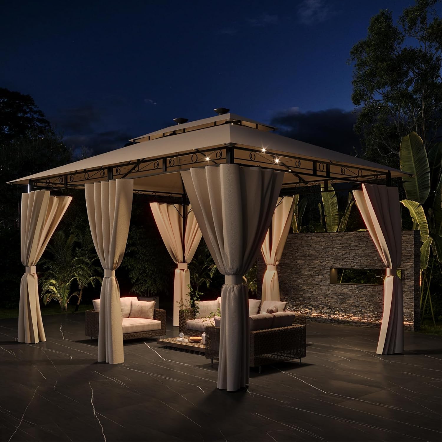 Devoko - Tonnelle Deluxe 3x4m - LED, imperméable, 6-8 pers.