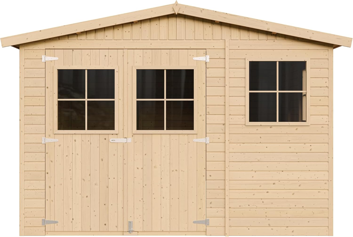 ABRI de Jardin en Bois Exterieur avec Les PLANCHERS IMPRÉGNÉ - en Pin/épicéa- H226x324x416 cm/12 m²- Construction de Panneaux- Rangement pour vélos, Remise à Outils- TIMBELA M336+M336G