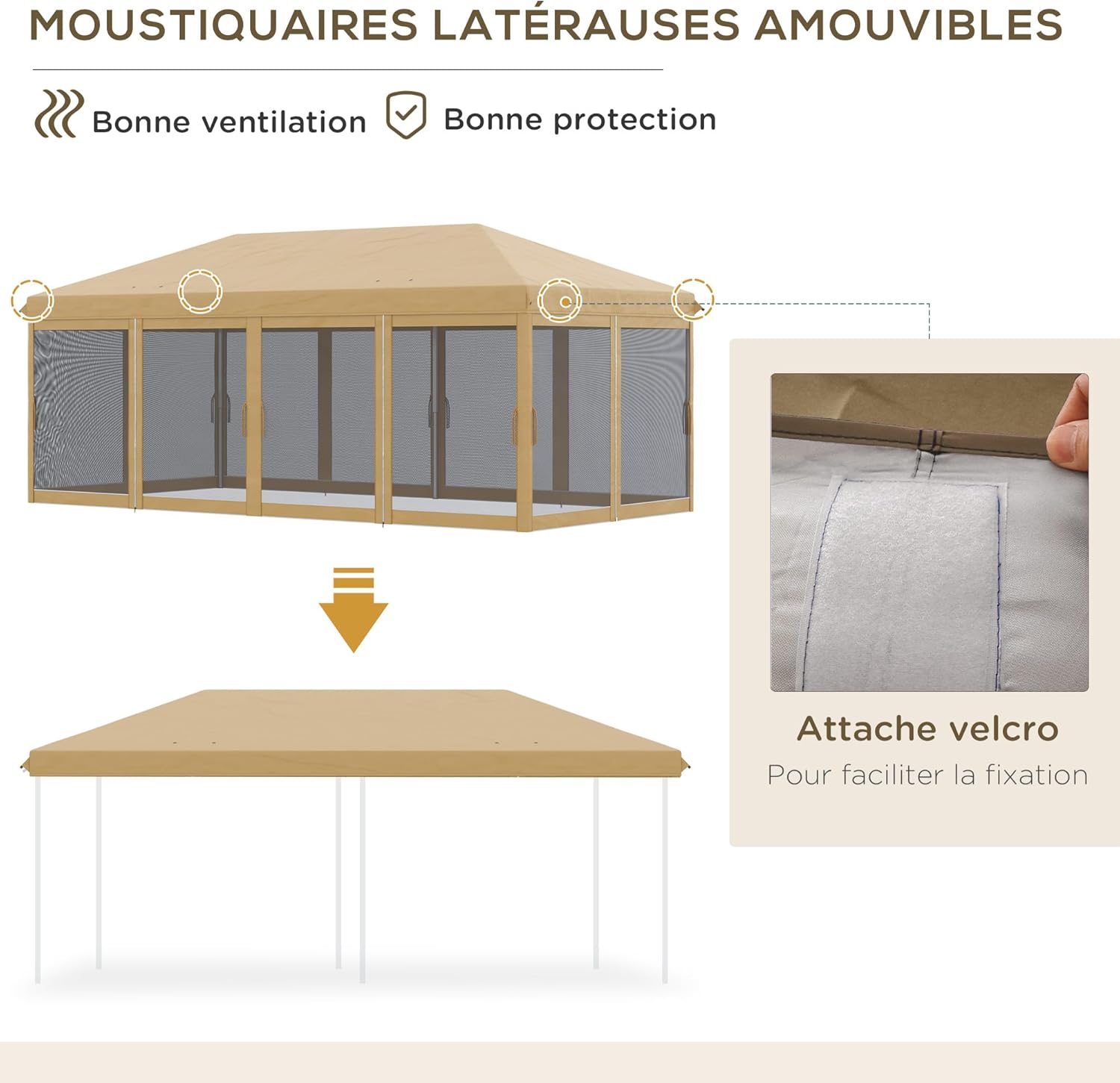 Outsunny - Tonnelle pliante 6x3m - anti-UV, moustiquaires, sac transport