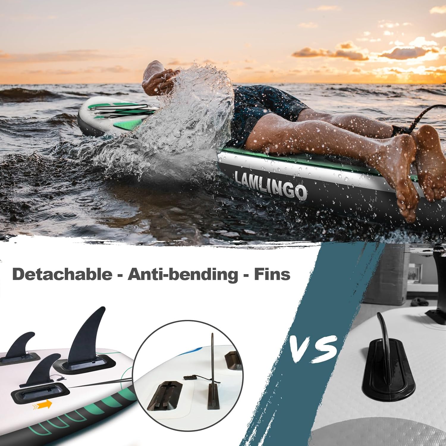 Rolimate Max 200 KG Stand Up Paddle Board Gonflable Adulte, Sup Planche en PVC Construction Ultra Robuste, Kit Pagaie, Pompe à Double Action, Sac à Dos Boîte réparation