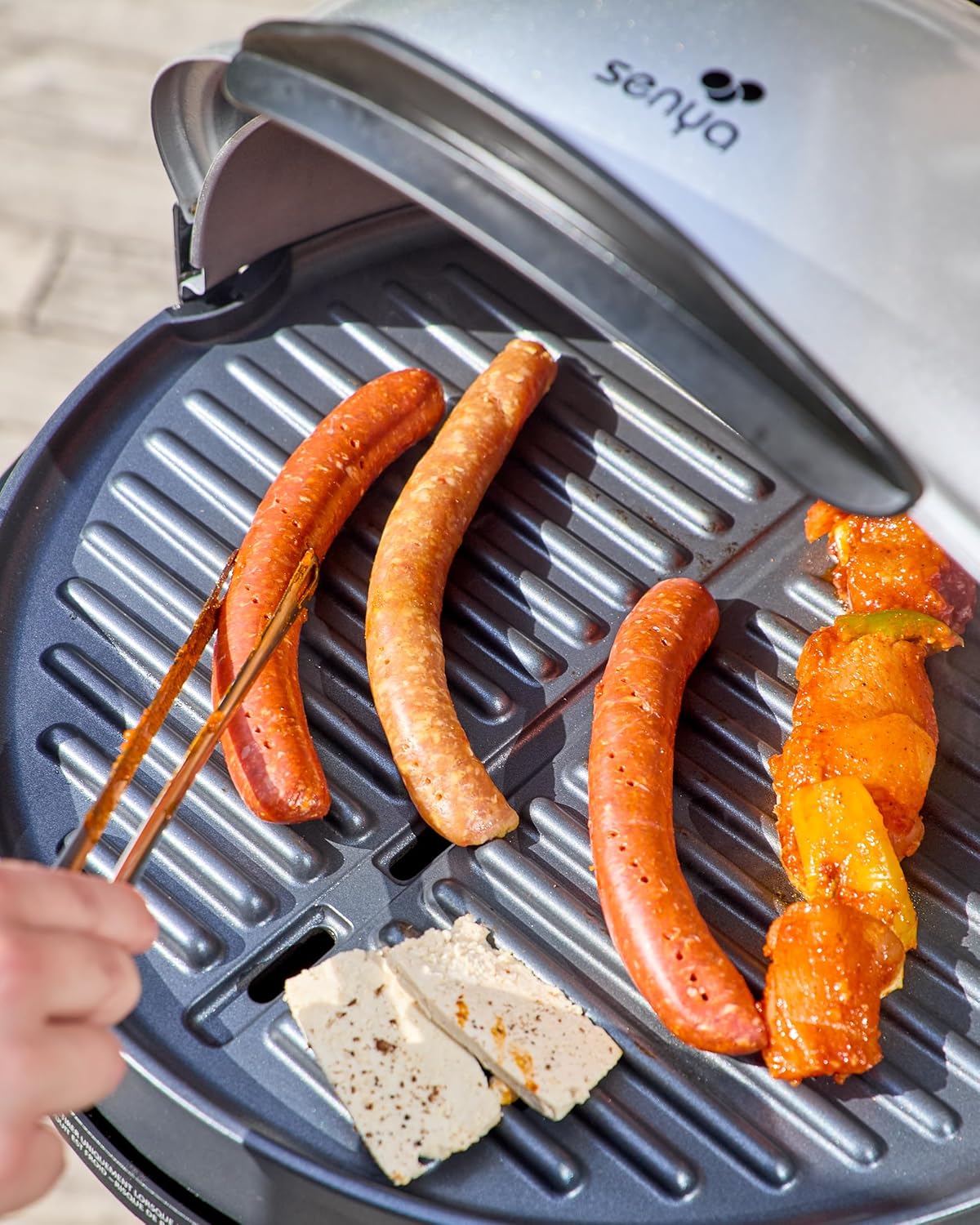 SENYA - Barbecue électrique 2 en 1 - Plaque fonte, couvercle - 2200W - SYCK-G043