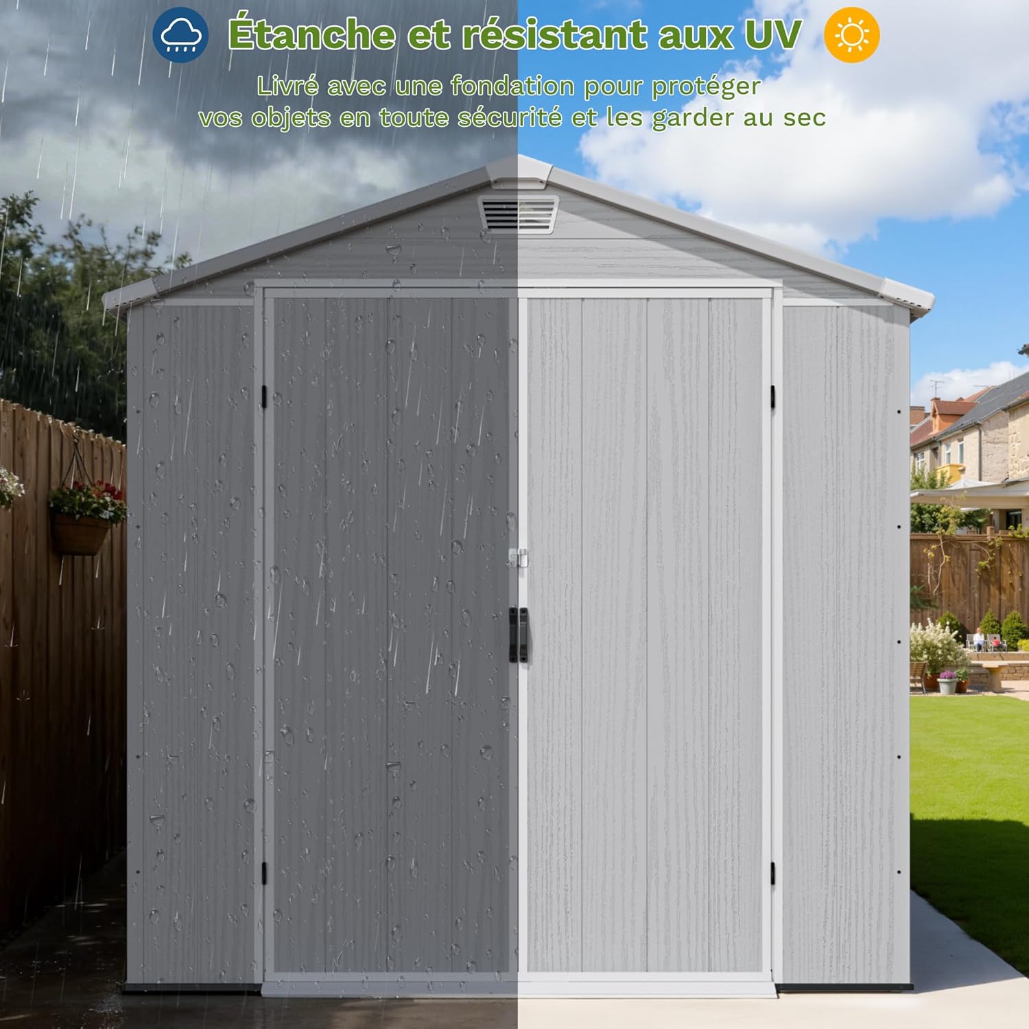 Devoko - Abri de jardin extérieur double portes, toit apex, résistant, dimensions, verrouillable