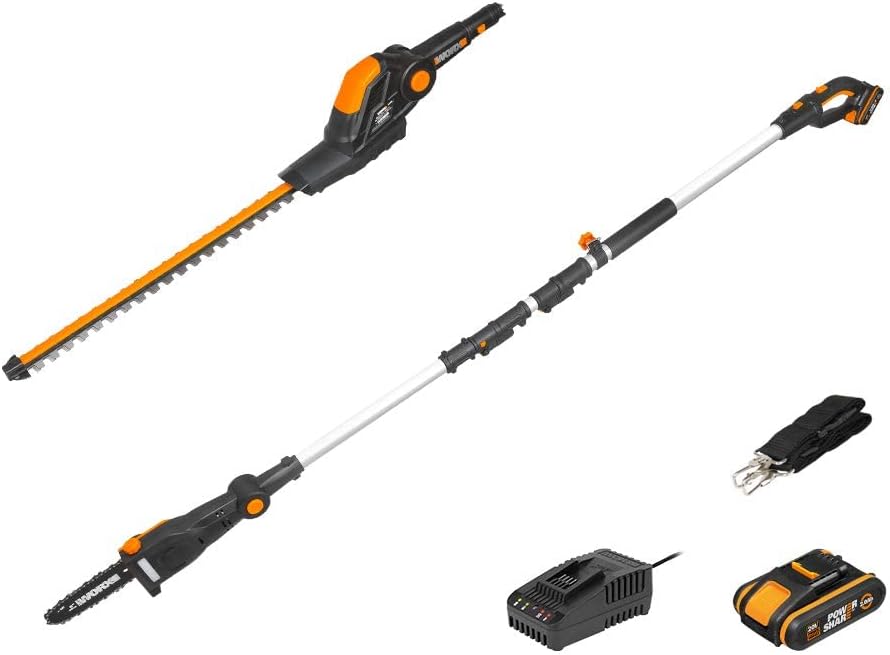 WORX - Set WG908E - taille-haie 45cm & élagueuse 20cm sur perche 1.8-2.3m WG908E
