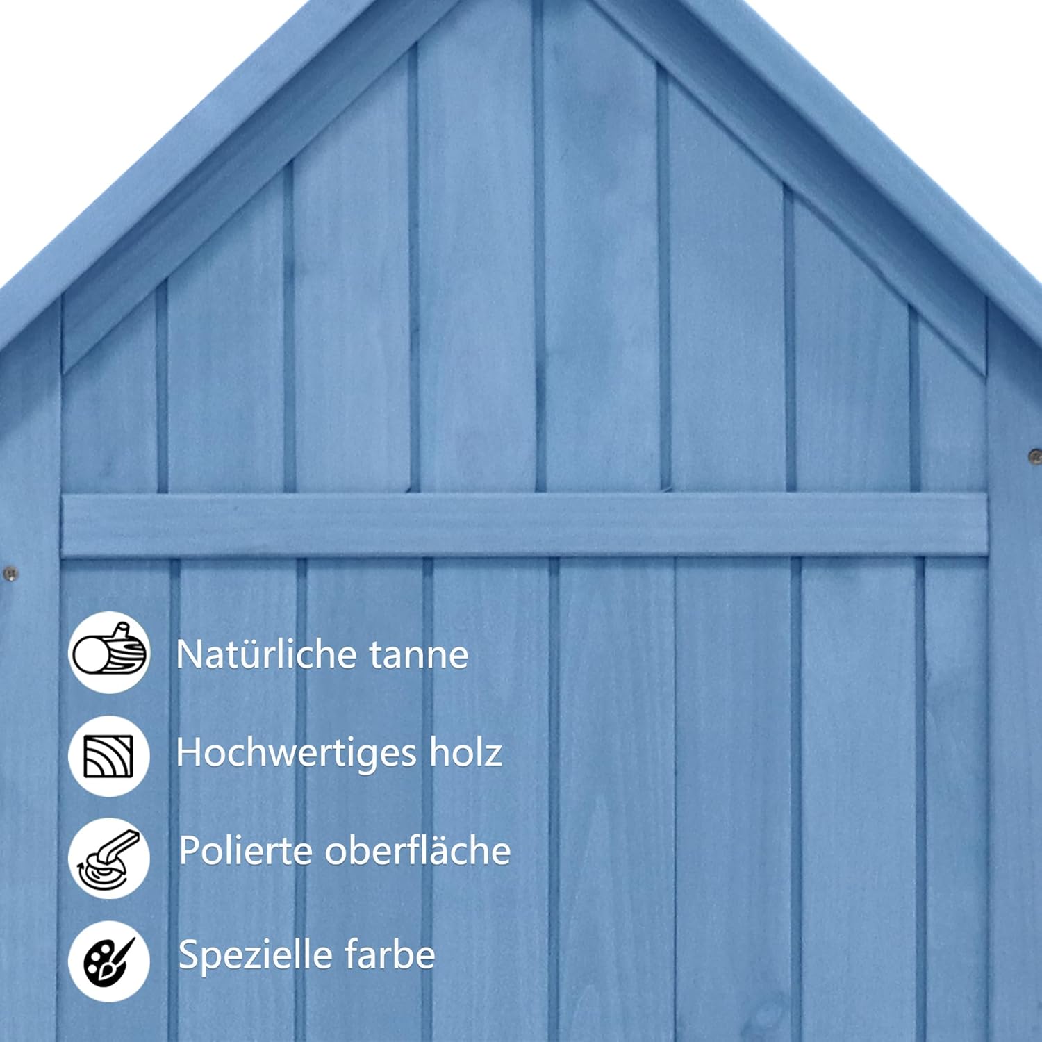 Merax - abri de jardin bois 118x54x173cm, 2 portes, toit PVC, bleu