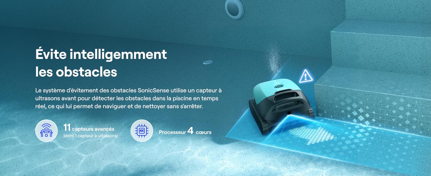 Le texte se lit comme suit : « Ésta inteligentemente los destaca ». Image promotionnelle teintée en bleu montrant une scène sous-marine avec une figurine en train de nager et des effets de lumière.