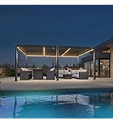 PURPLE LEAF Pergola Bioclimatique en Aluminium 3,5 x 5,5 m, Tonnelle de Jardin Exterieur Imperméa...