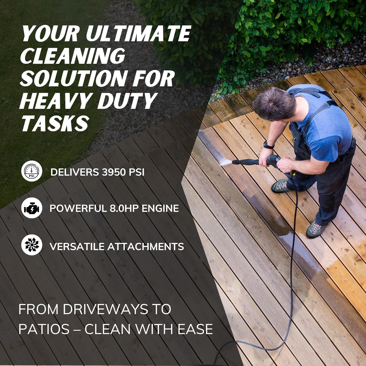 Dealourus – Nettoyeur haute pression 8,0 HP – grandes roues – démarrage facile – usage intensif