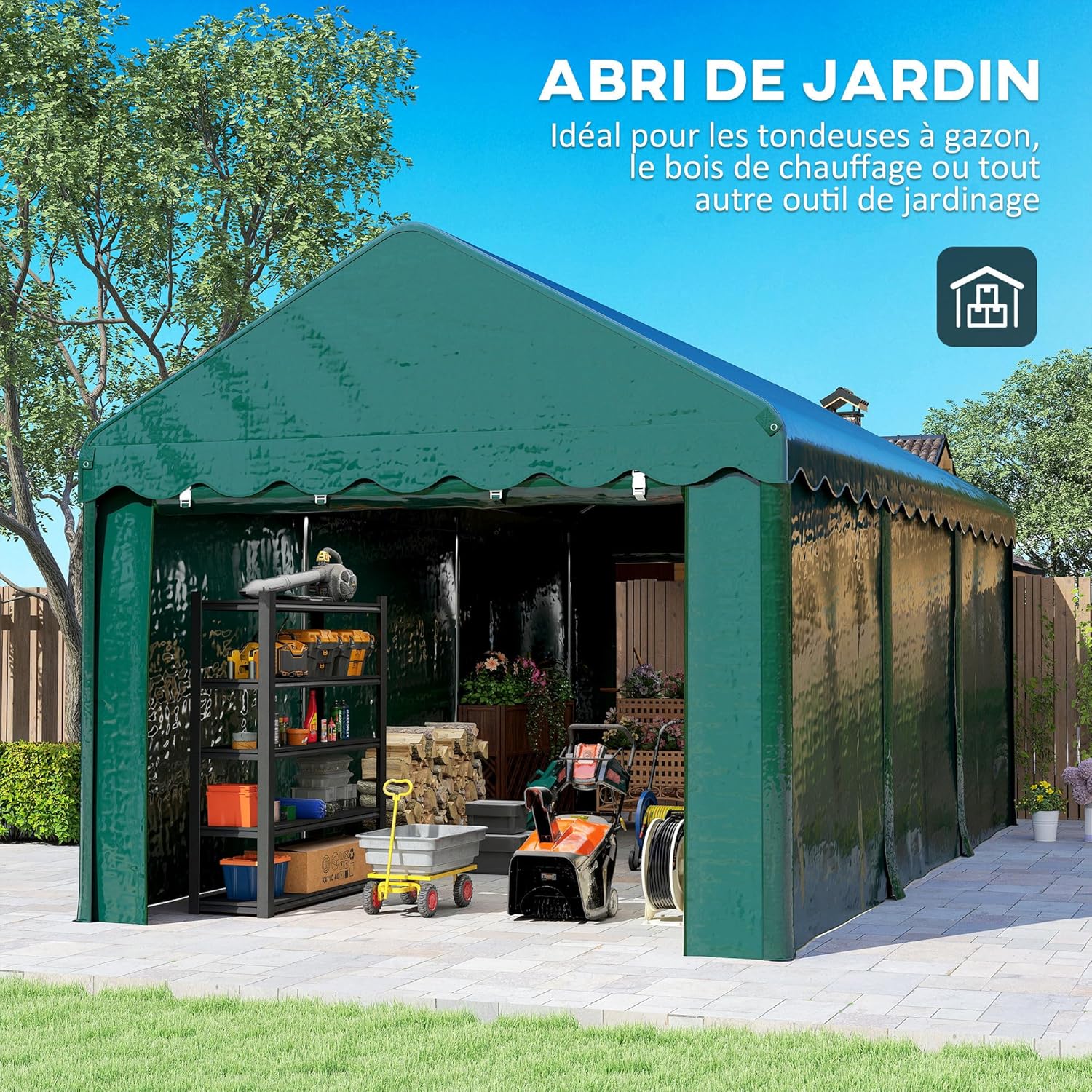 Outsunny - Carport Tente série PE - 3x6m - abri voiture UV étanche