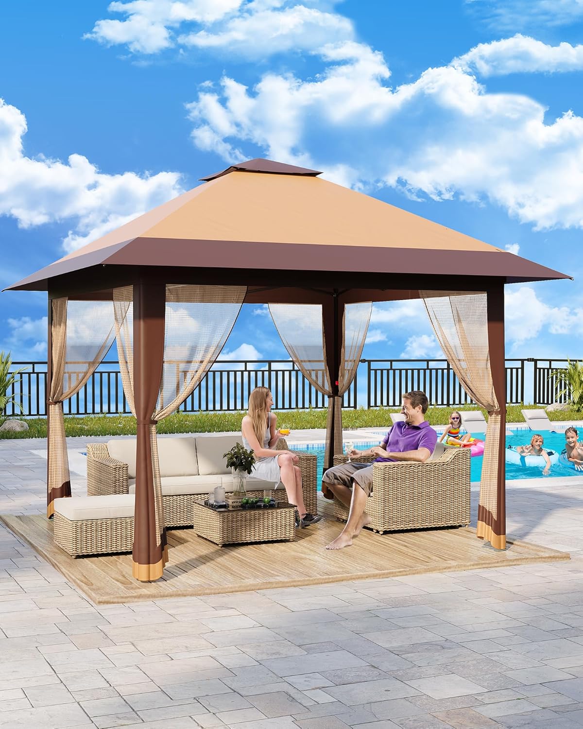 Garvee - Abri de jardin Pop-up - 3x4m - moustiquaire, tente extérieure