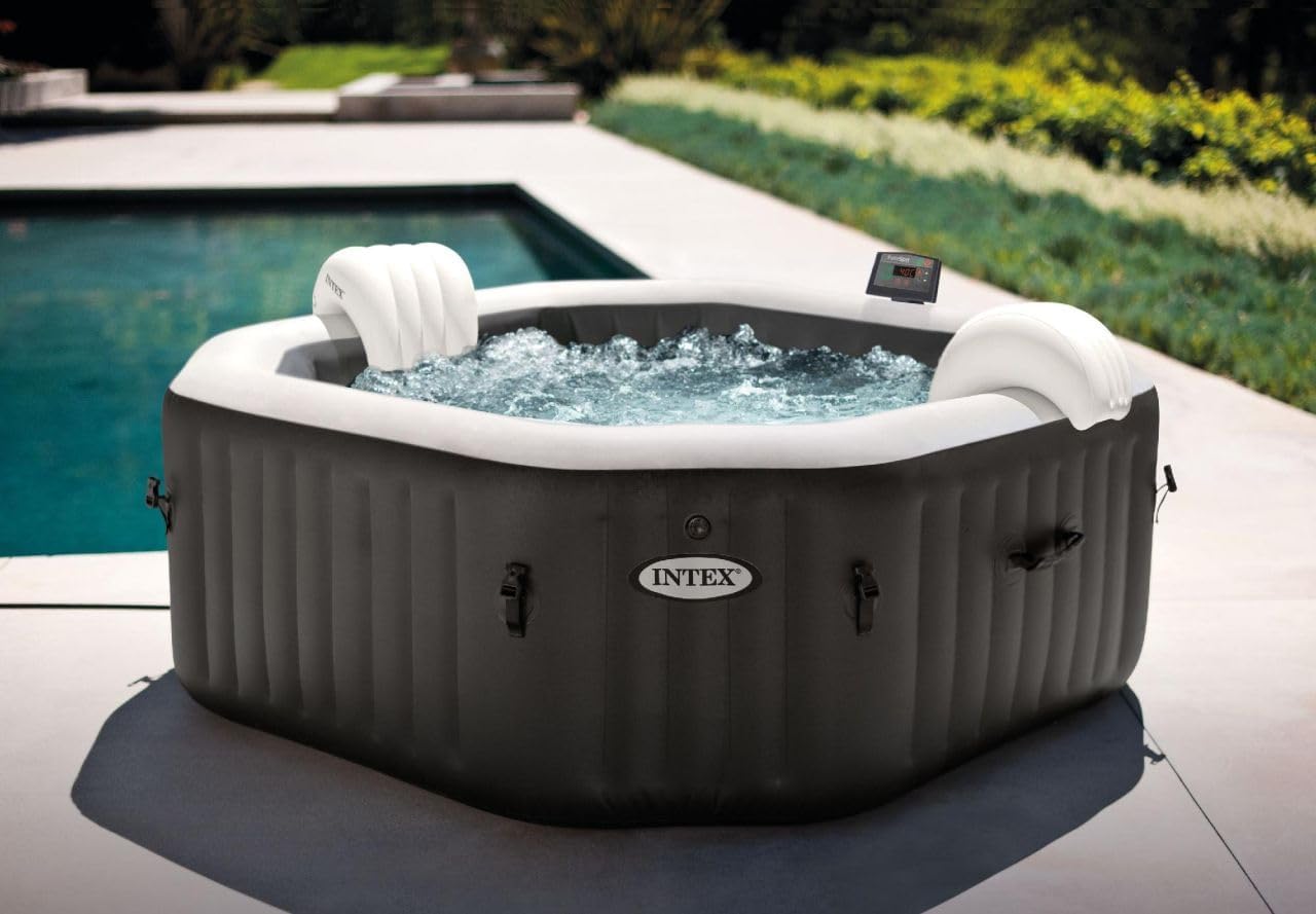 Intex Pure SPA Octagon - 201x71 cm - 4 pers, eau salée, 795 l, noir - 28458