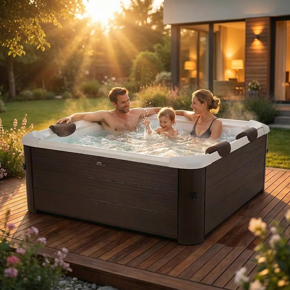 Miweba - MSpa Tribeca - 160x160x65 cm - Spa rigide, contrôle app, 6 pers, 120 buses, hiver résistant MSpa-TRIBEX