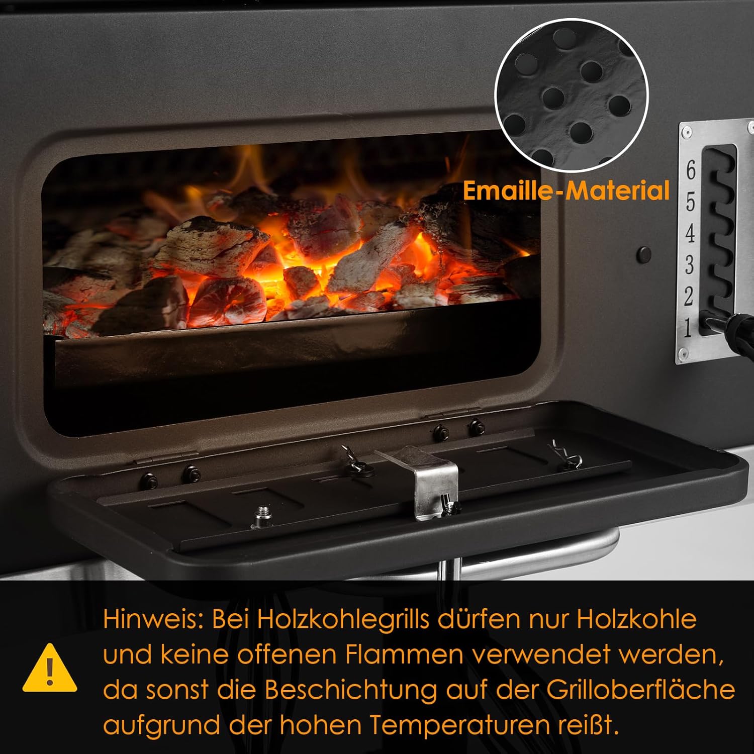 TLSUNNY - Barbecue XXL, charbon, couvercle, roues, thermomètre - TLSUNNY