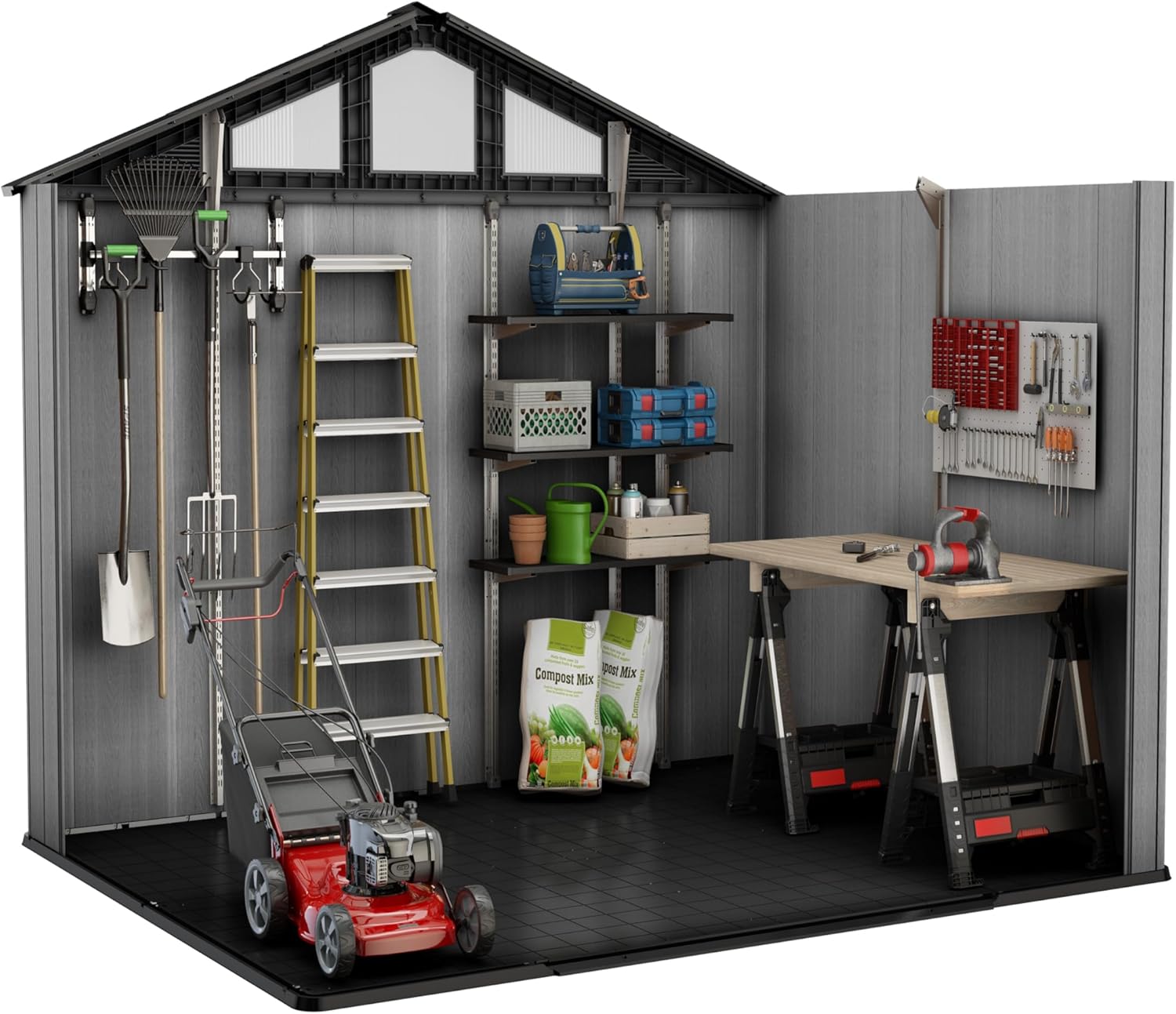 Keter - Stronghold - 7.7 m² - résine & métal, aspect bois, anthracite 108-7.7