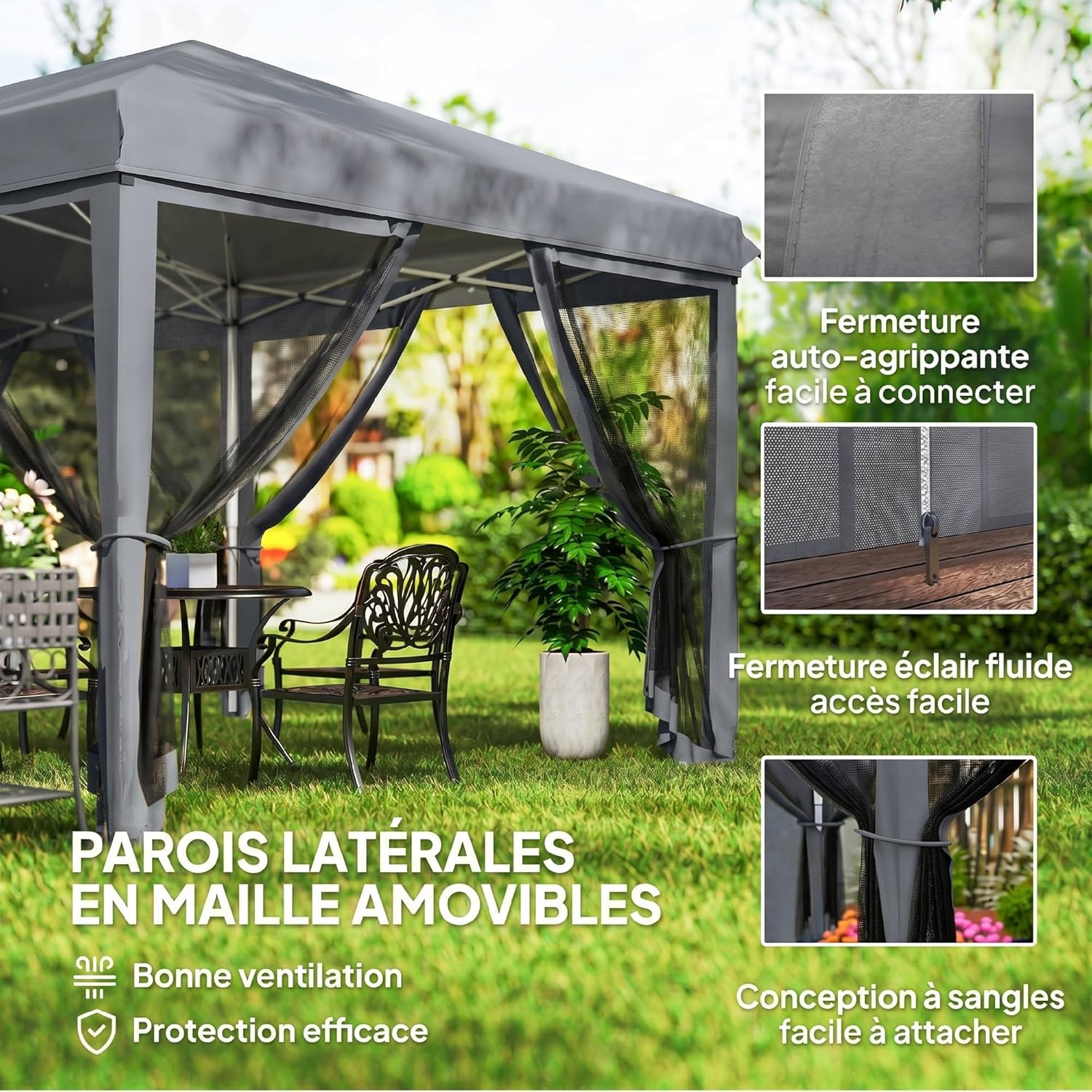 Outsunny - Barnum pliant Pop-up - 6x3 m - anti-UV, moustiquaires, sac