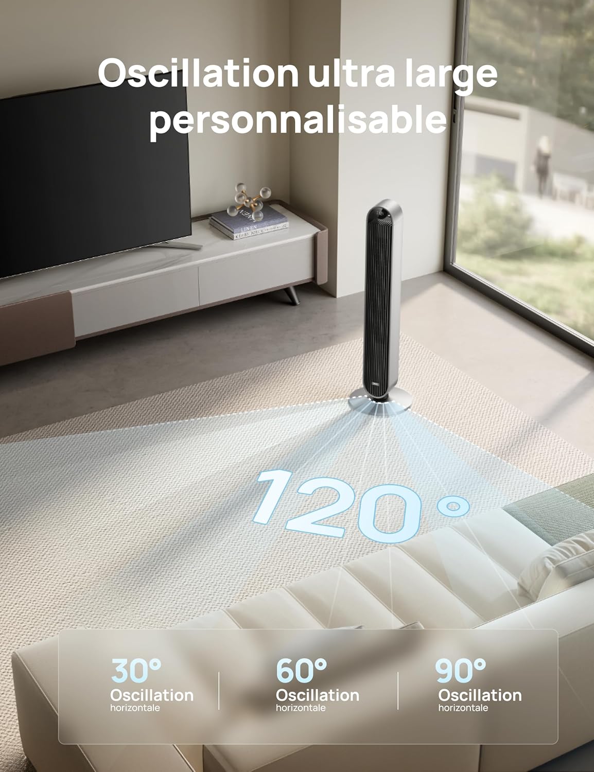 Dreo - Pilot Max - colonne 96cm, WiFi, Alexa, 12 vitesses, 25dB