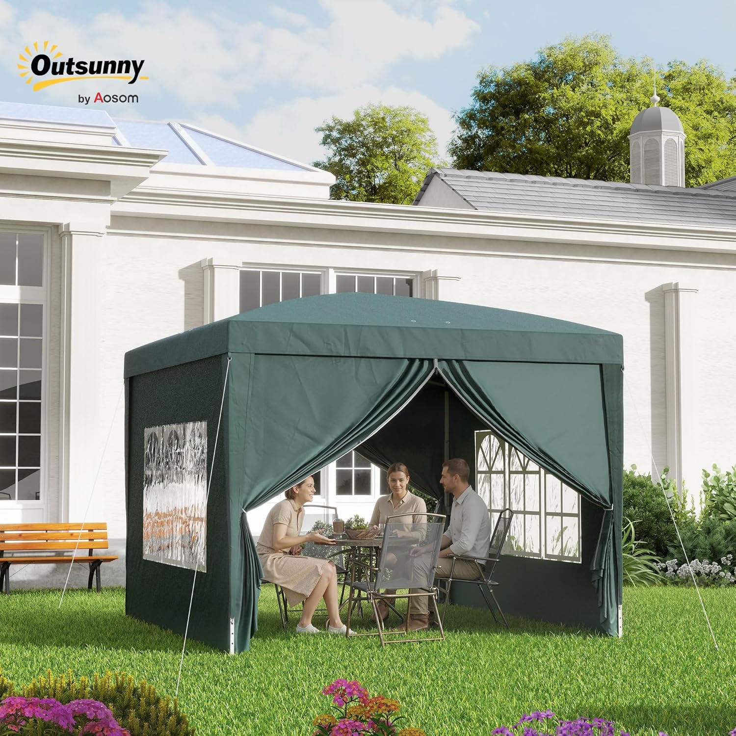 Outsunny - tonnelle pop-up série jardin - 3x3m - 4 parois amovibles, sac transport