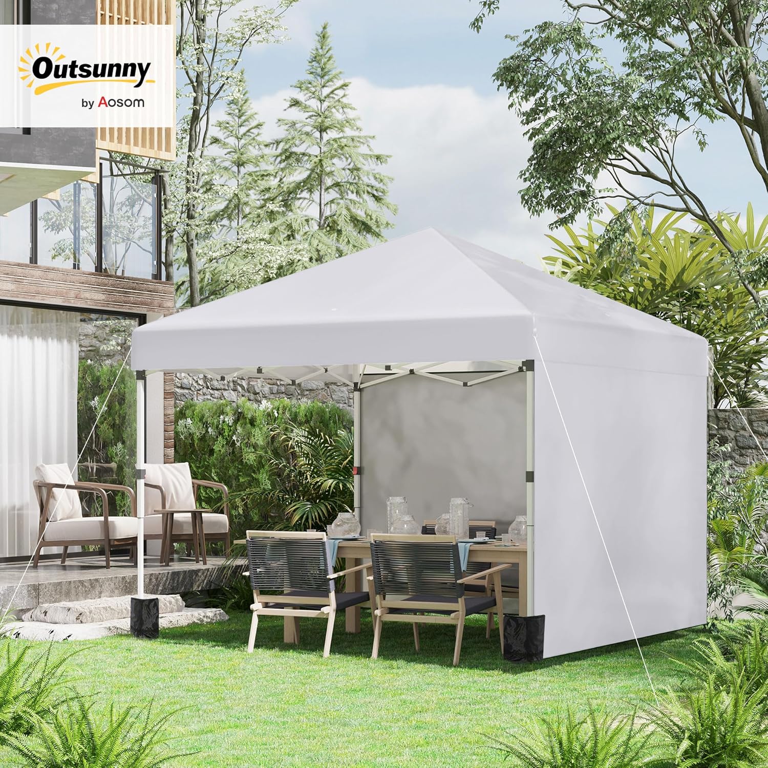Outsunny - Tonnelle pop-up ajustable - 297x297x288cm - UV 30+ 2 parois, sac transport