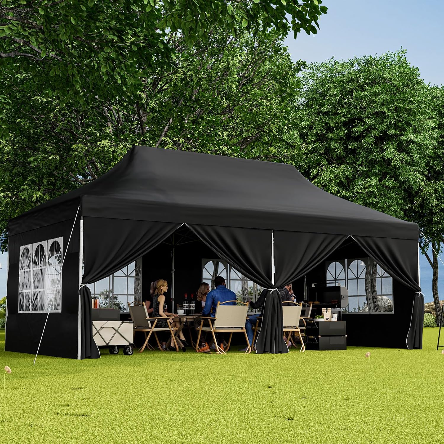 GOPLUS - Tonnelle pliante série jardin 3x6m, imperméable, sac transport, 6 bâches