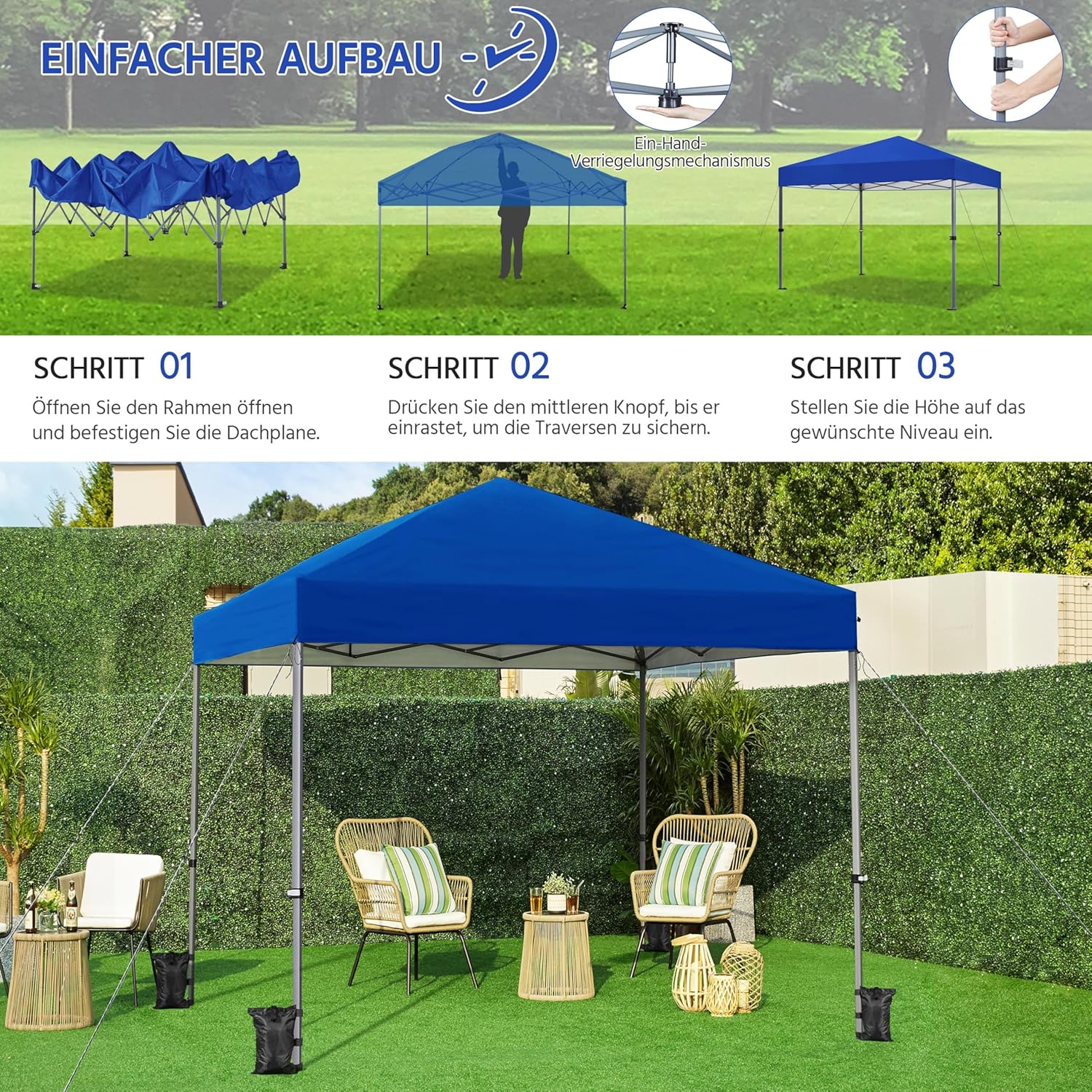 Yaheetech - Tonnelle pliable 3x3m, sac transport, sable, chevilles