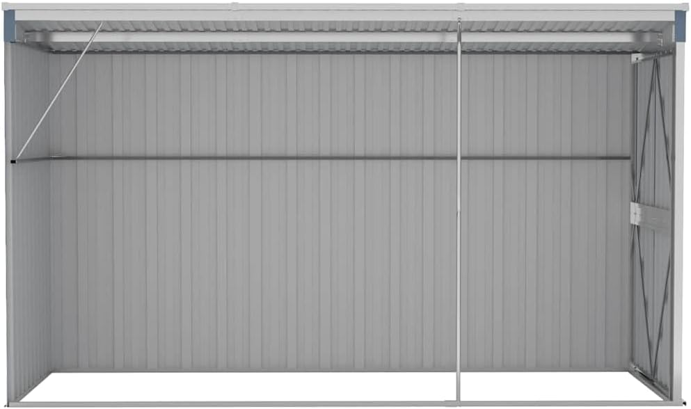 Abri de jardin mural gris 118x288x178 cm acier galvanisé, 40.02kg