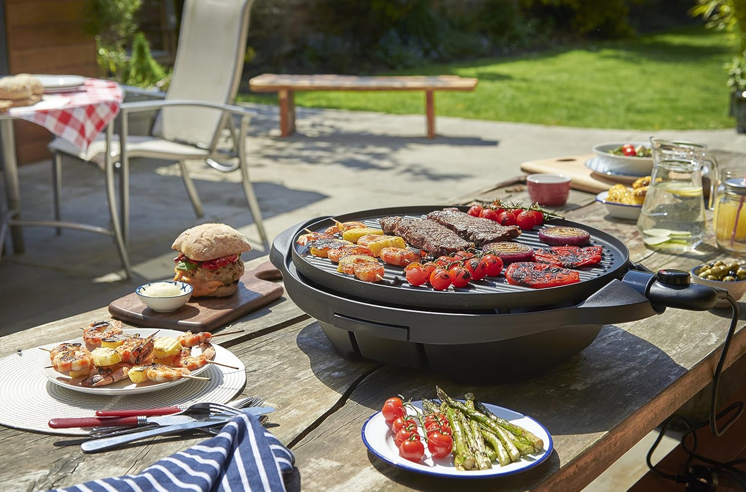 George Foreman - Barbecue 2 en 1 - 44,5cm - Électrique, grill avec bac à graisse, 2400W, 22460-56