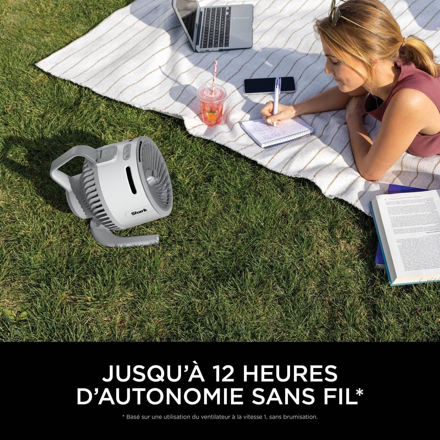 Shark FlexBreeze HydroGo, ventilateur brumisateur portable, rafraîchisseur d'air silencieux intérieur/extérieur, discret et durable, avec/sans fil, léger, 5 réglages de vitesse, Colombe FA050EUDV