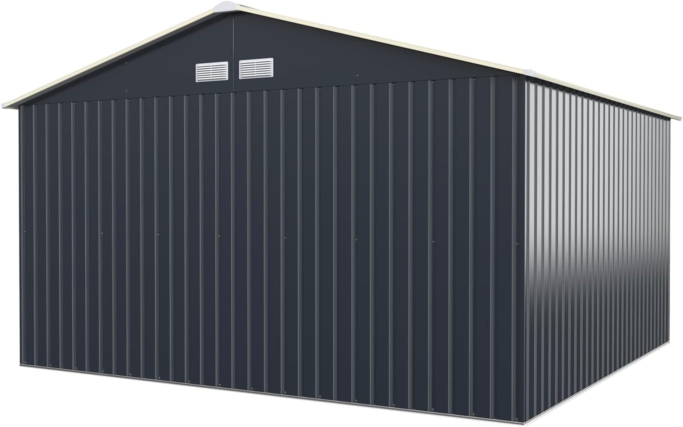 RELAX4LIFE - abri de jardin métal - 340x319x210cm - 10m², porte coulissante, abri extension, résistant intempéries