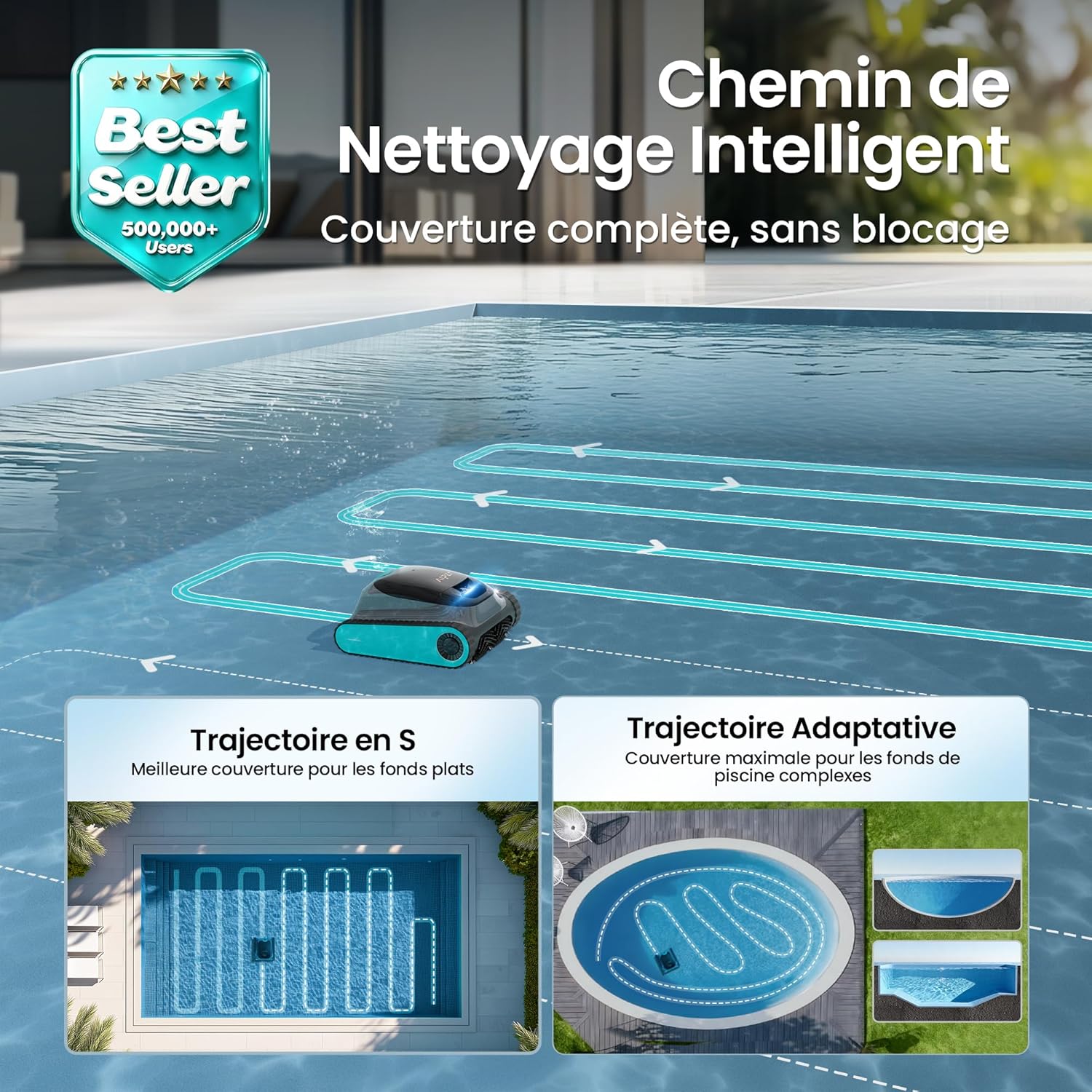 (2026 Upgrade) Aiper Scuba S1 Robot Piscine, Plan Hebdomadaire Personnalisé, Autonomie de 270 Min, Filtration Ultra-Fine, Nettoyage Fond/Parois/Ligne d’Eau, Navigation 11 Capteurs, Contrôle Via App