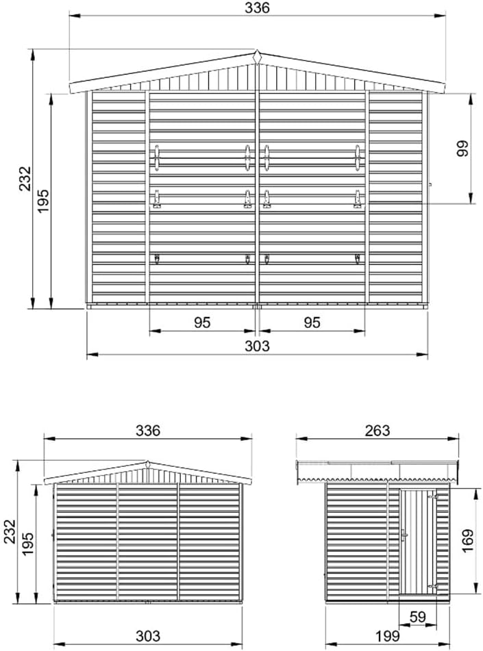 TIMBELA M150 Maison de Jardin en Bois – Étal de Marché avec Comptoir, L336xP263xH232 cm / 6 m², Facile à Monter et à Démonter, Bar Jardin, Abri Multifonctionnel
