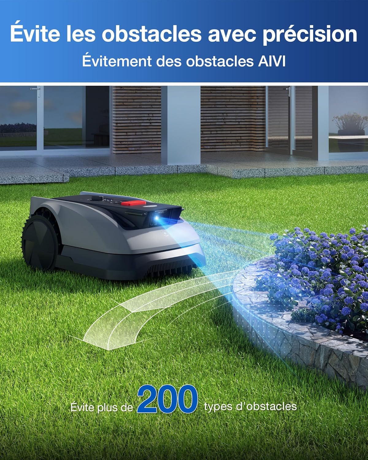 ECOVACS - O600 RTK Care Kit - 600 m² - Robot tondeuse RTK, IA, appli