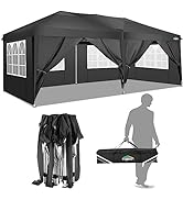 COBIZI Tonnelle 3 x 6 m, tonnelle pliable 3 x 6 cm, étanche, stable, tente pliante, protection UV, pliable, pop-up pa...