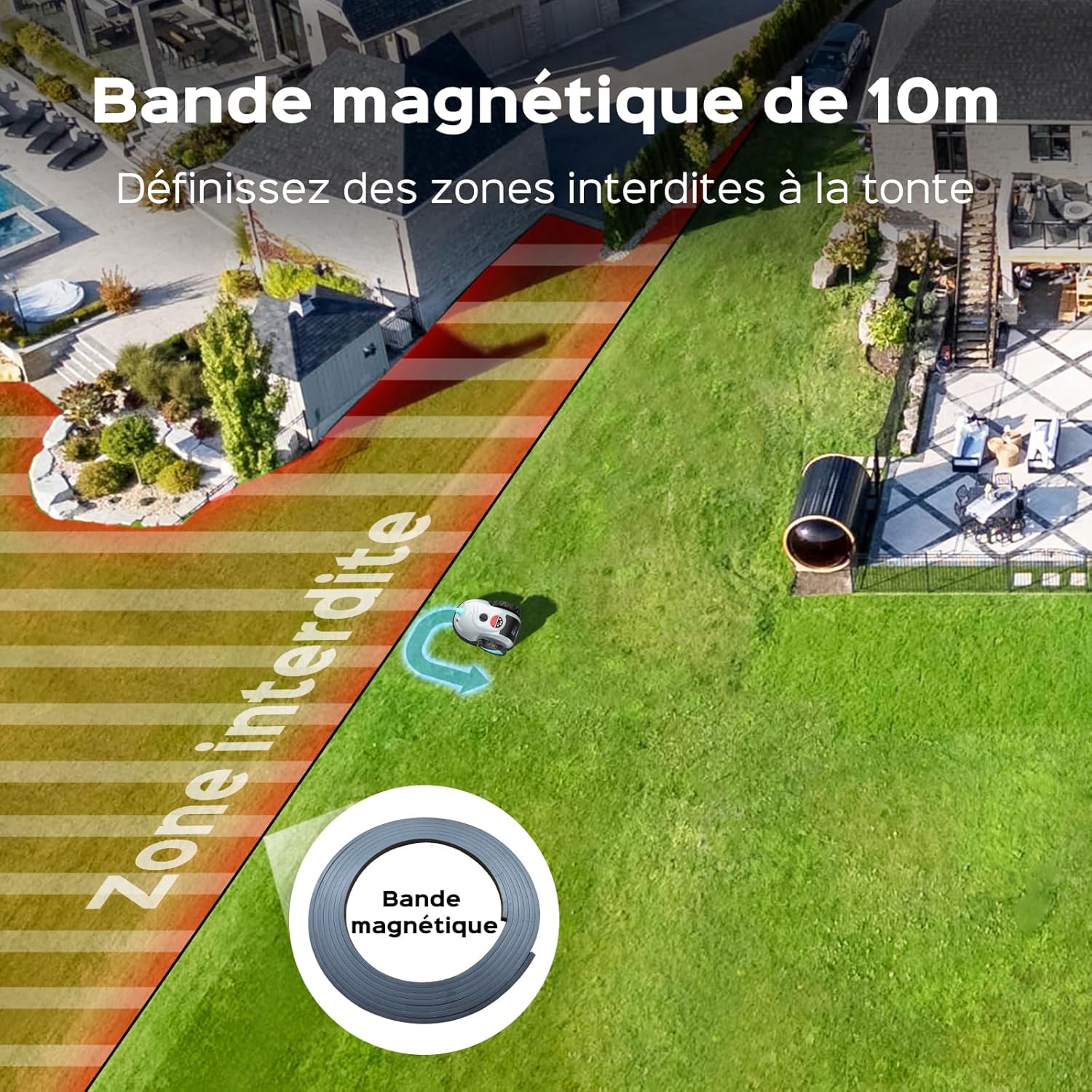 YARDCARE - Tondeuse robot Vision, sans fil, batterie 4 Ah, lame, obstacle, V100