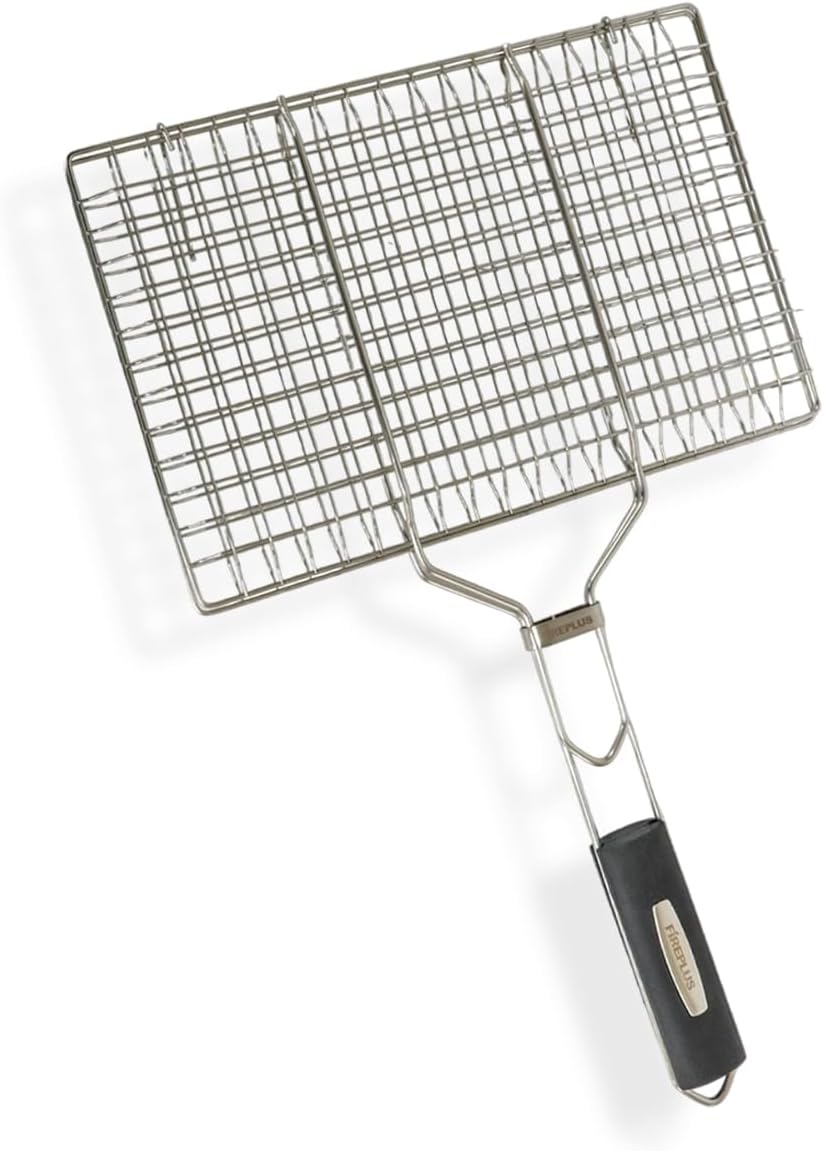 Amig - Fireplus Barbecue Grill | Double Grille en Acier Inoxydable | Avec Poignée en Caoutchouc Antidérapante | Avec Verrouillage de Sécurité | Dimensions: 32x21,5cm