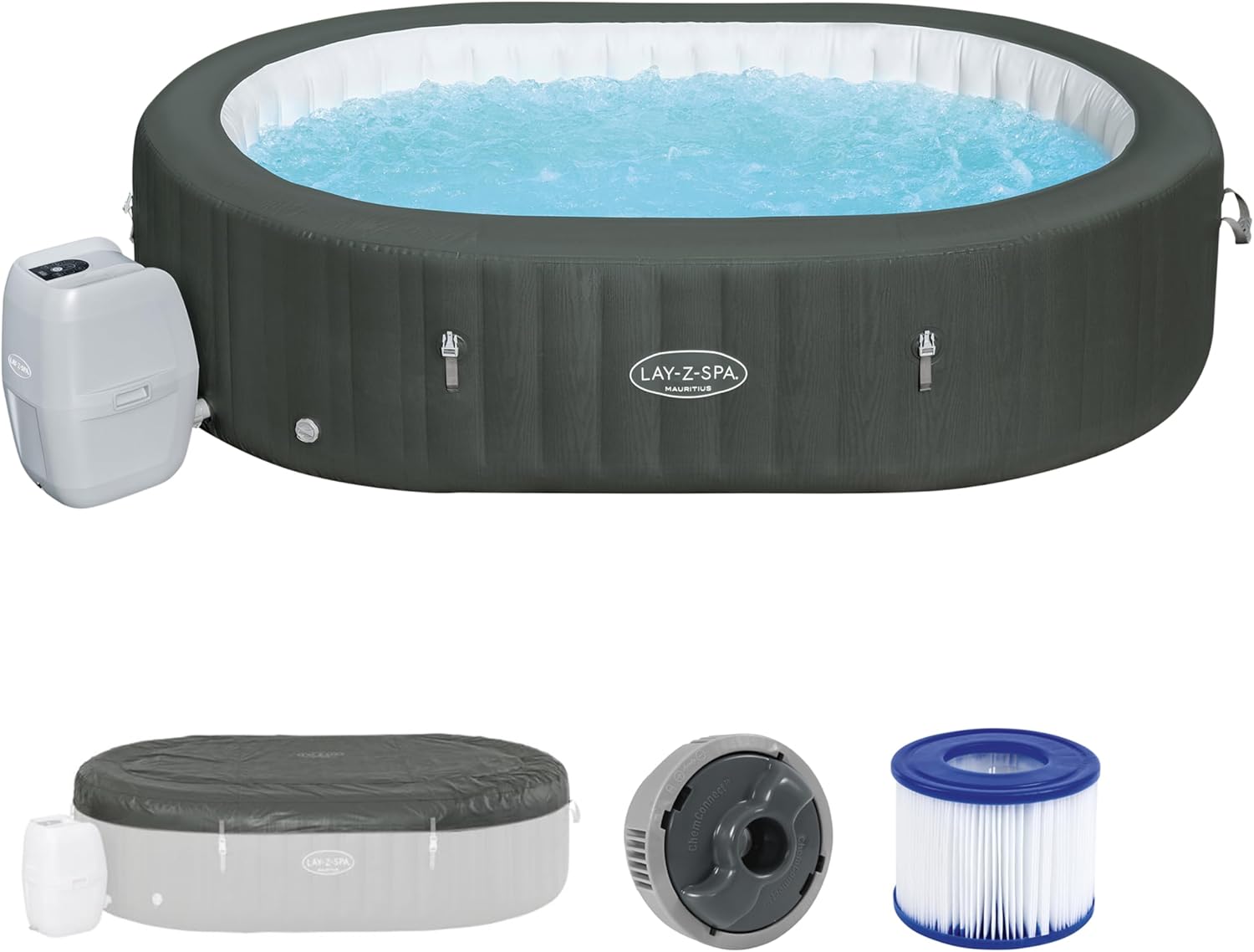 Bestway - Lay-Z-Spa Mauritius - ovale 5-7 pers WiFi Airjet - 211x257cm