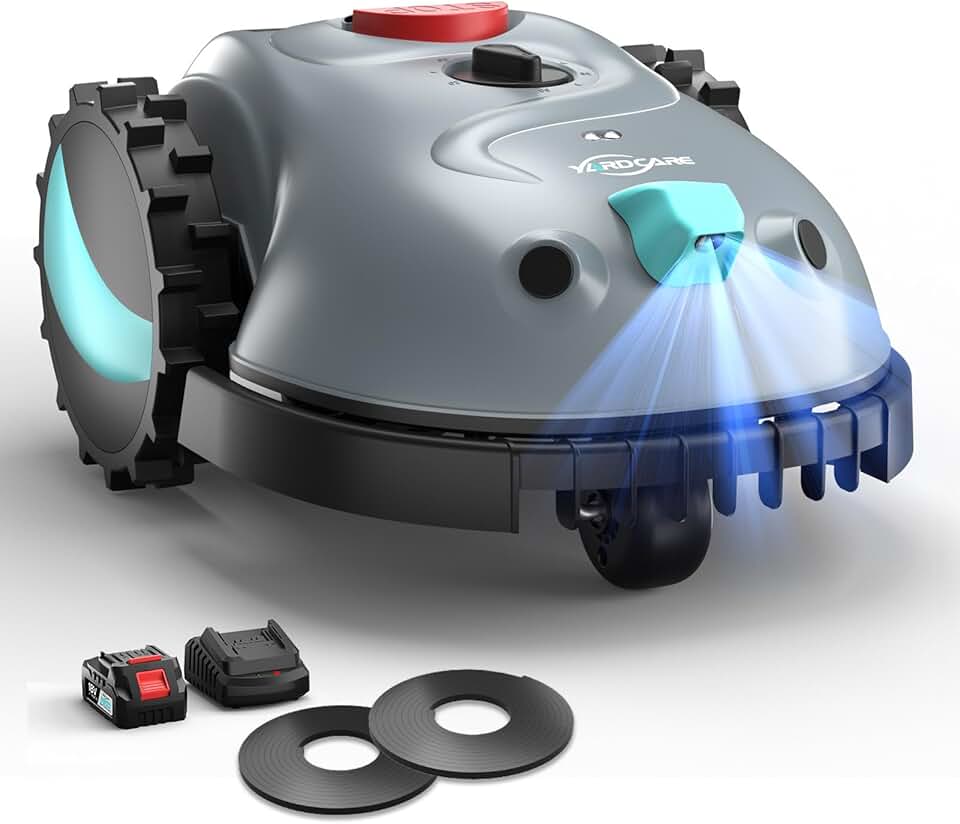 YARDCARE - robot tondeuse sans fil, navigation visuelle, coupe spiralée - V100