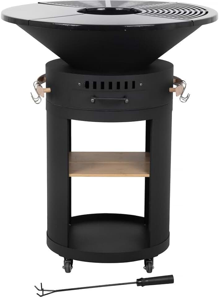 Cesar - Premium brasero plancha barbecue Ø81 cm - charbon/bois, noir
