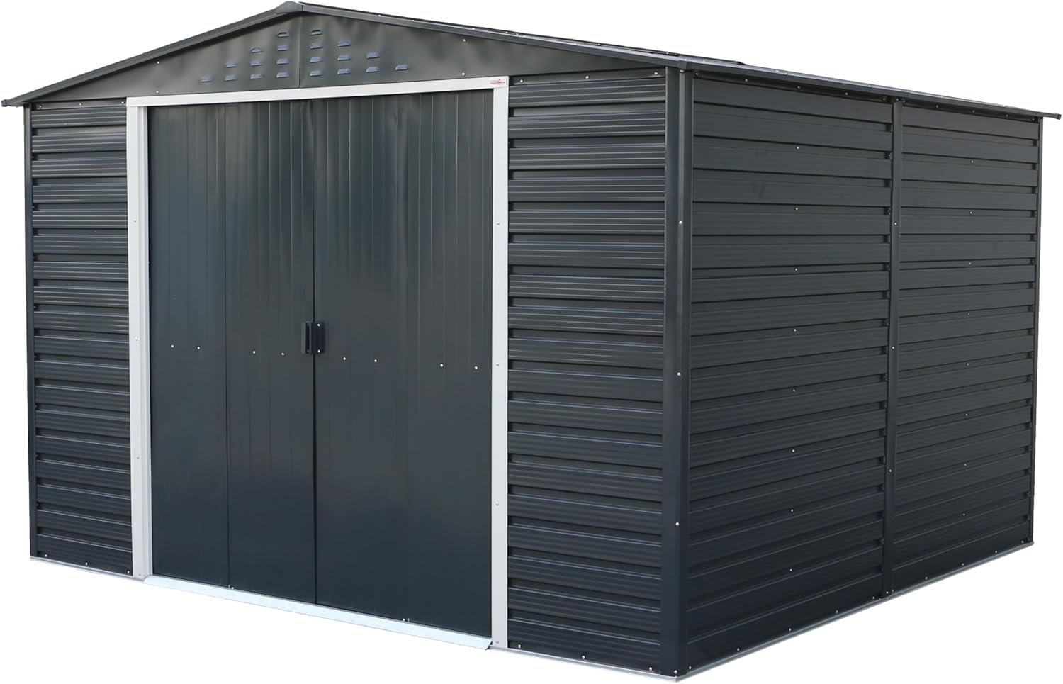 Duramax Alpine 10 x 10 (9,75 m²) Abri de Jardin en métal avec Base, Acier galvanisé à Chaud, Structure de Toit renforcée, Abri de Jardin sans Entretien et résistant aux intempéries, Anthracite