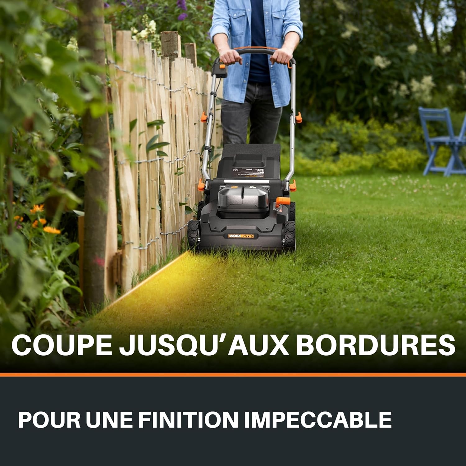 WORX - Tondeuse sans fil 40V - 41cm - 6 hauteurs, bac 50L, 2x4Ah, WG745E