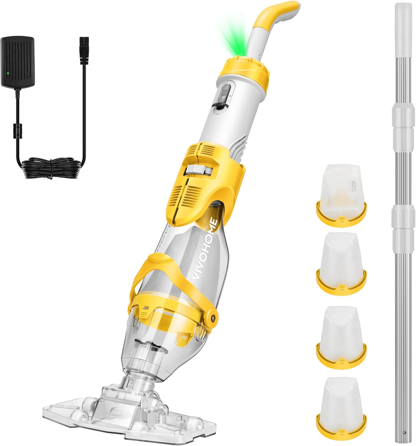VIVOHOME - Aspirateur piscine sans fil, perche 250cm, 4300LPH, autonomie 75 min, batterie Spa