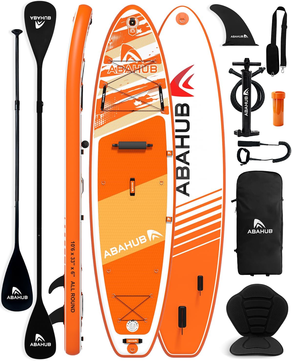 Abahub - Paddle Gonflable Adulte avec Siège - 320x78/84x15cm - Planche de Stand Up Paddle avec pagaie aluminium réglable