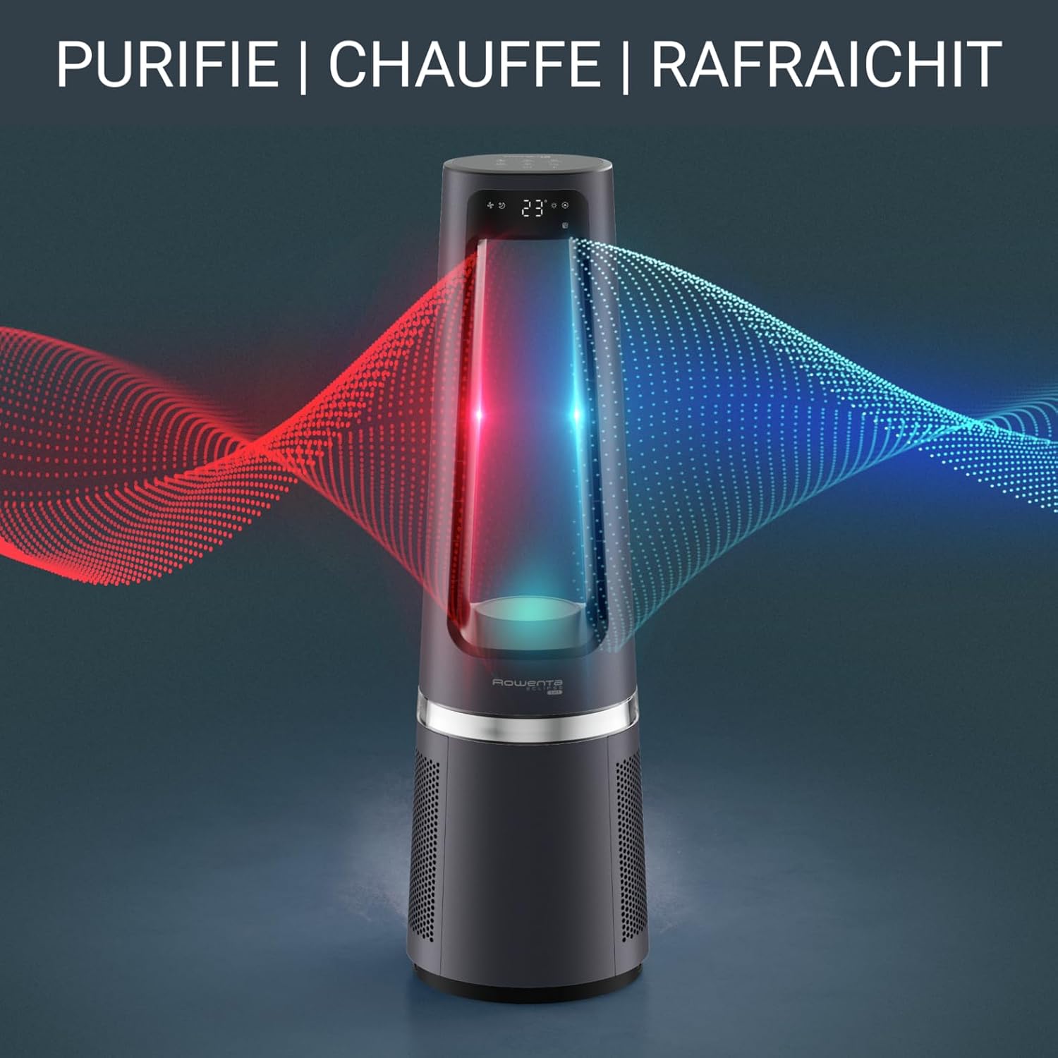 Rowenta - Eclipse 3-en-1 - ventilateur purificateur silencieux, 12 vitesses, chauffe et minuteur QU5062F0